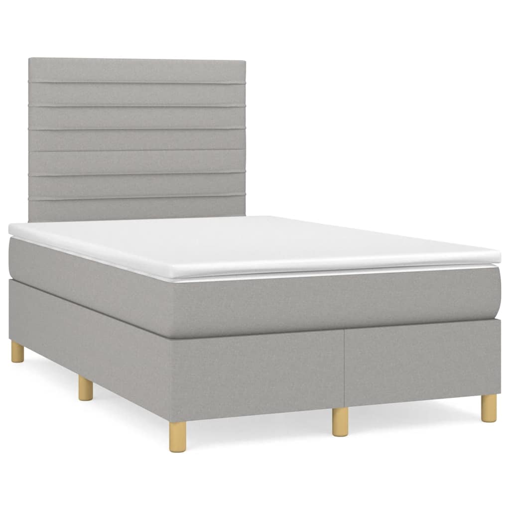 vidaXL Boxspringbett mit Matratze Hellgrau 120x190 cm Stoff