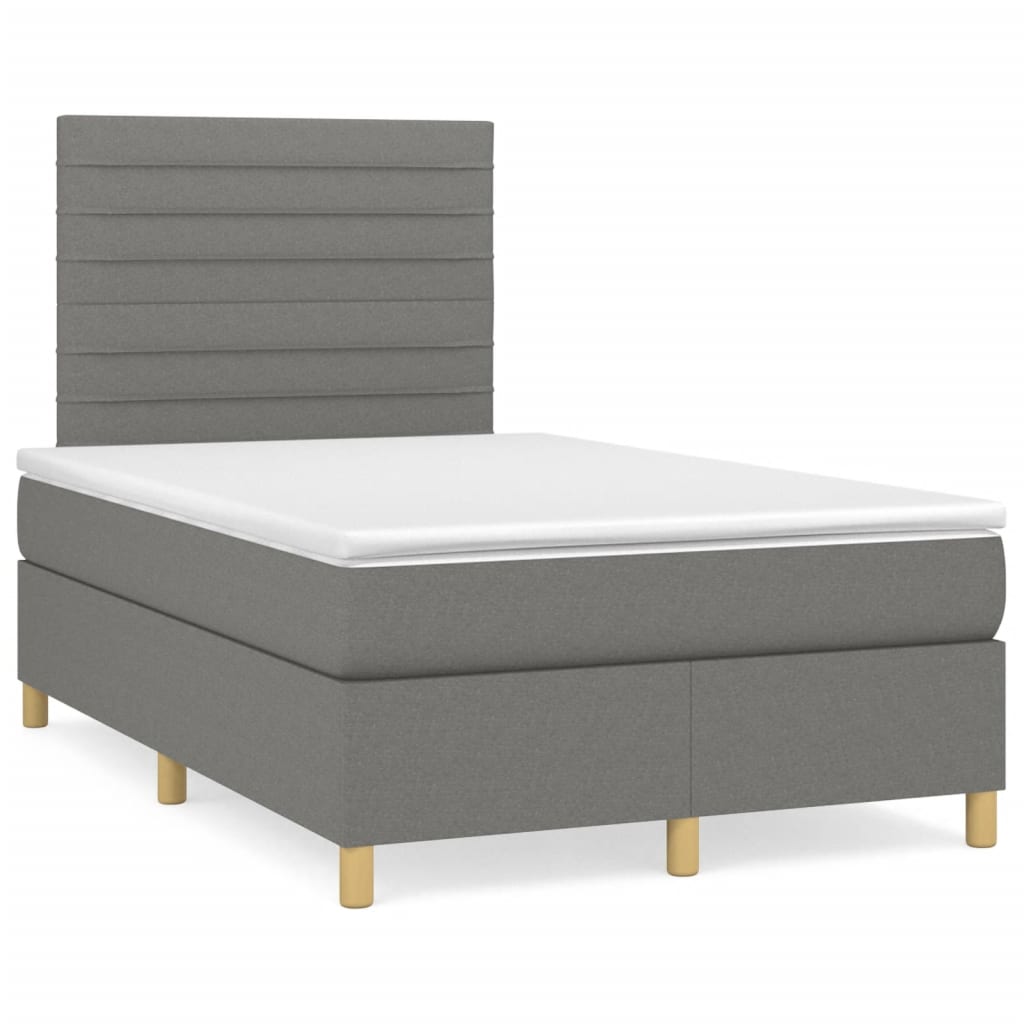 Boxspringbett mit Matratze Dunkelgrau 120×190 cm Stoff