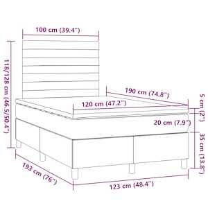 Box spring postel s matrací tmavě hnědá 120x190 cm textil - obrázek 9