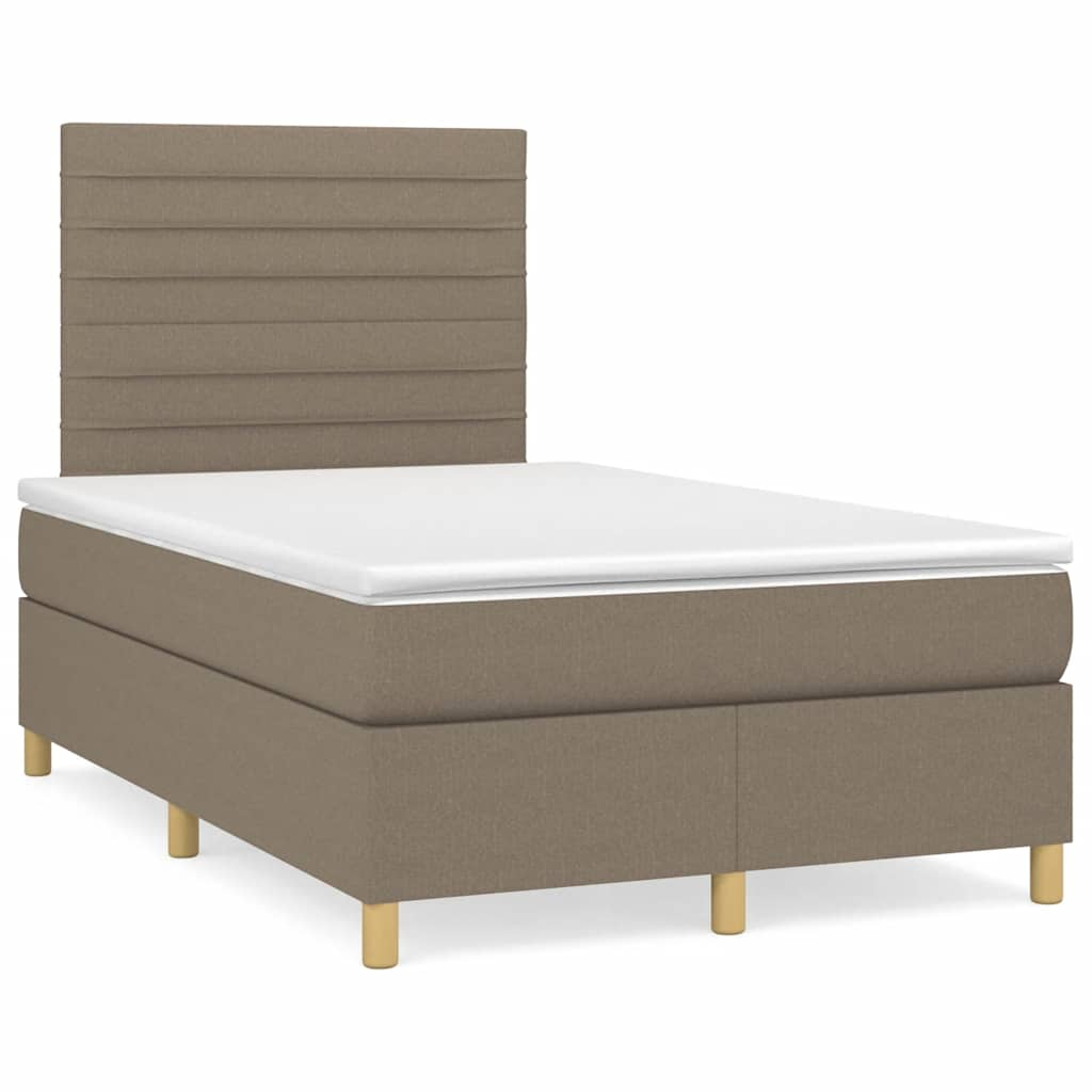 vidaXL Boxspringbett mit Matratze Taupe 120x190 cm Stoff