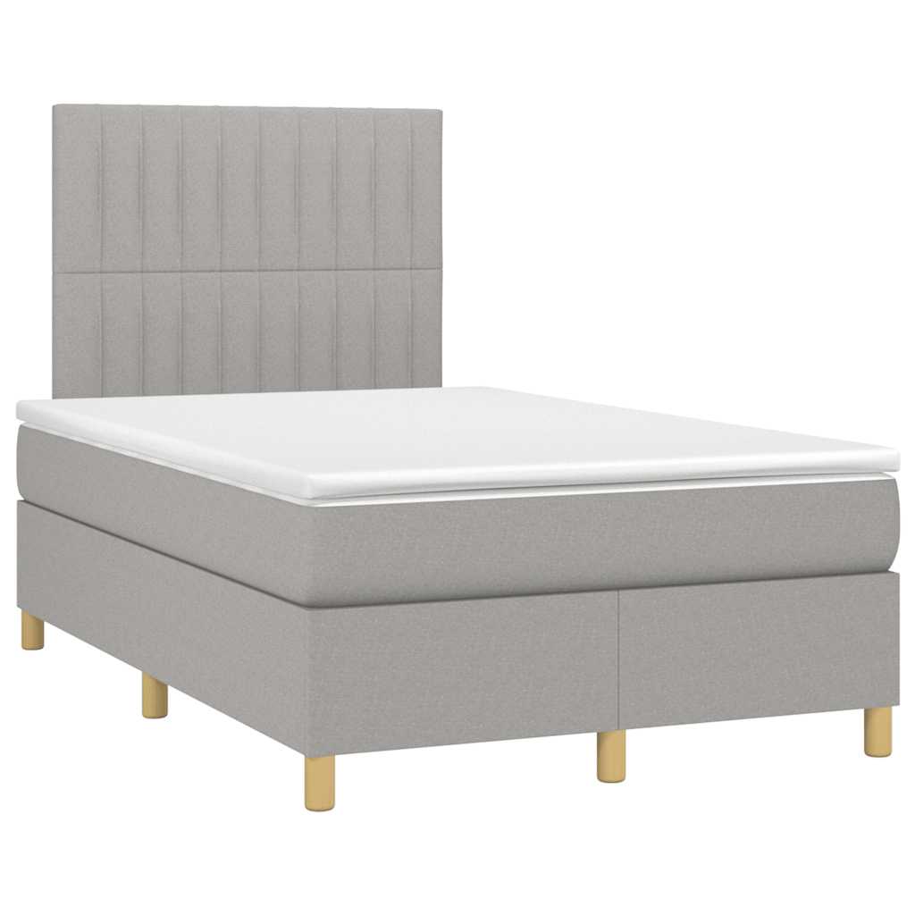 vidaXL Boxspring met matras stof lichtgrijs 120x190 cm grijs, foto 4