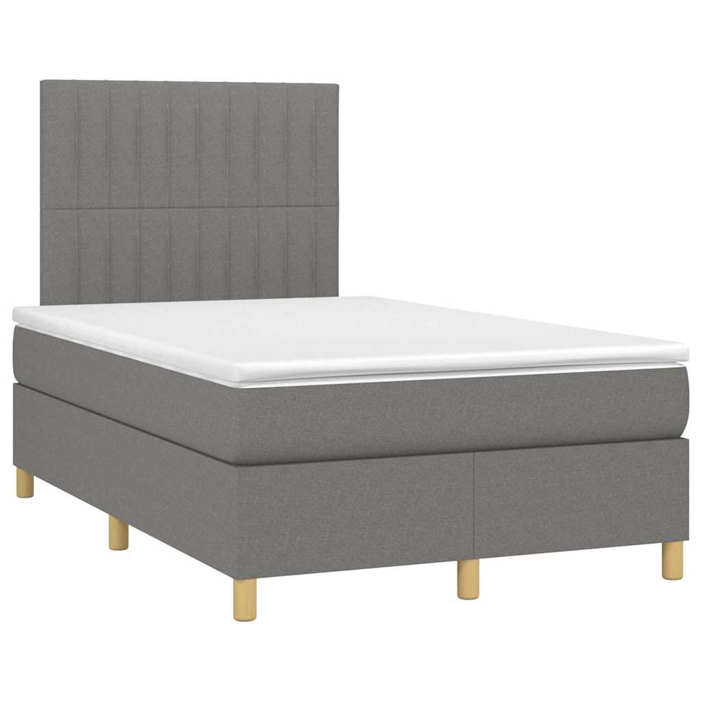 vidaXL Boxspring met matras stof donkergrijs 120x190 cm grijs, foto 3