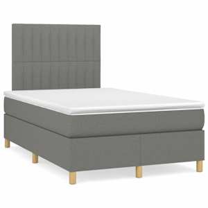 Box spring postelja z vzmetnico temno siva 120x190 cm blago