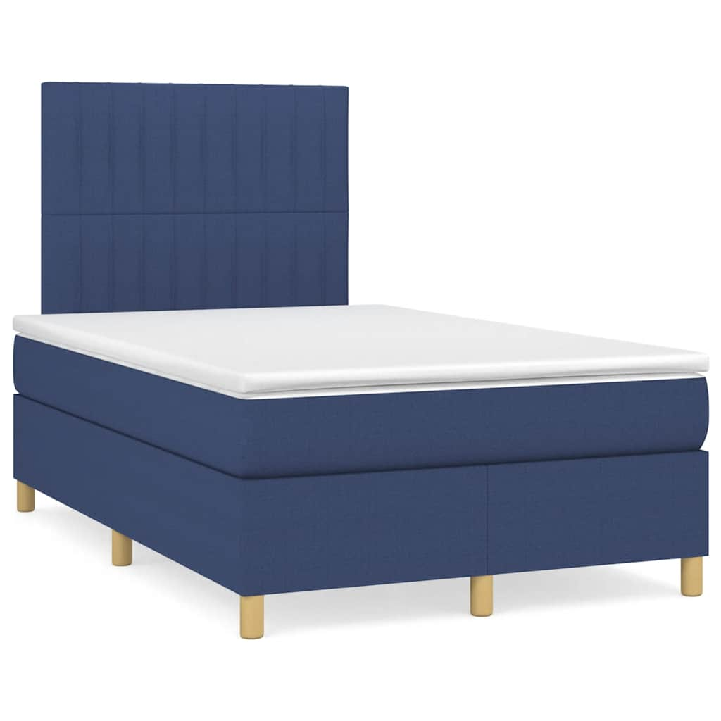 vidaXL Boxspringbett mit Matratze Blau 120x190 cm Stoff