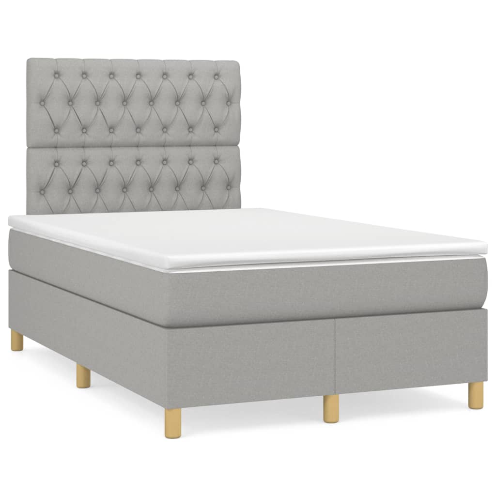 Boxspringbett mit Matratze Hellgrau 120×190 cm Stoff