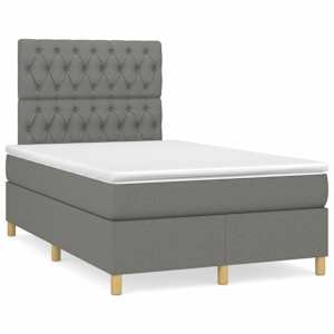 Box spring postel s matrací tmavě šedá 120x190 cm textil - obrázek 1
