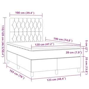 Box spring postelja z vzmetnico črna 120x190 cm blago - slika 9