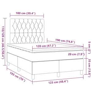 Box spring postel s matrací taupe 120x190 cm textil - obrázek 9