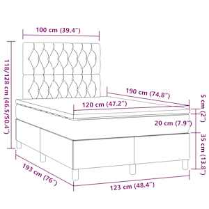 Box spring postel s matrací krémová 120x190 cm textil - obrázek 9