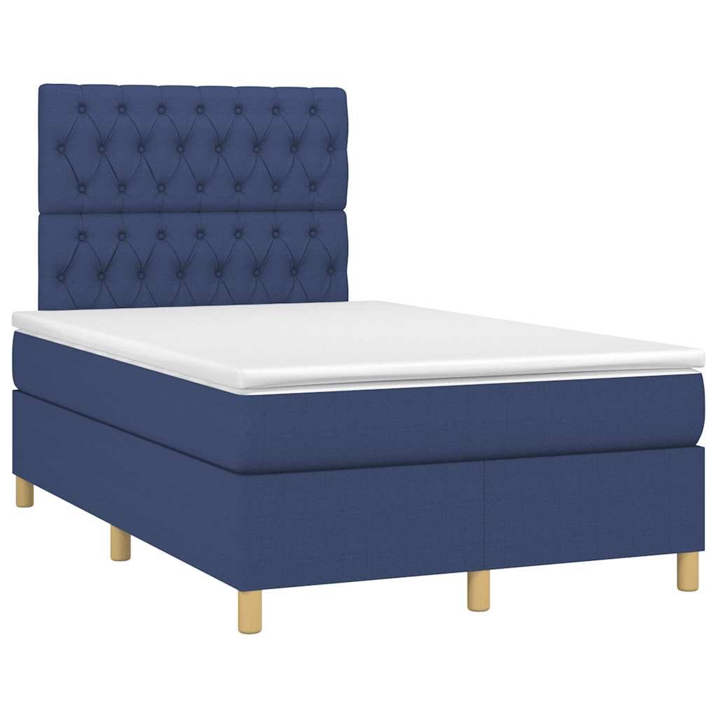 vidaXL Boxspring met matras stof blauw 120x190 cm, foto 3