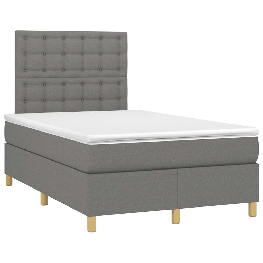 vidaXL Boxspring met matras stof donkergrijs 120x190 cm grijs, foto 3