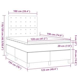 Box spring postel s matrací tmavě šedá 120x190 cm textil - obrázek 9