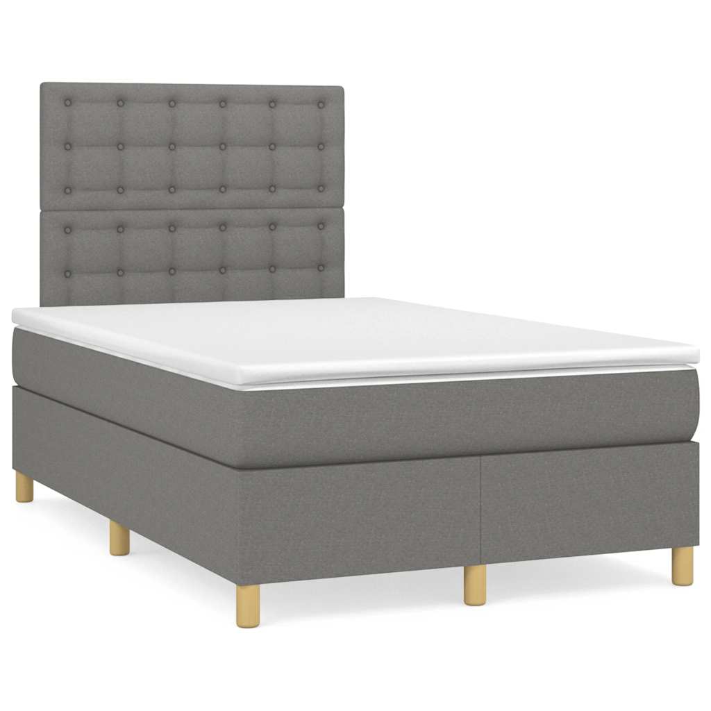 vidaXL Boxspringbett mit Matratze Dunkelgrau 120x190 cm Stoff