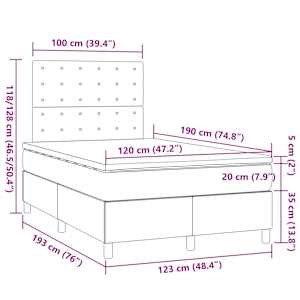Box spring postel s matrací tmavě hnědá 120x190 cm textil - obrázek 8