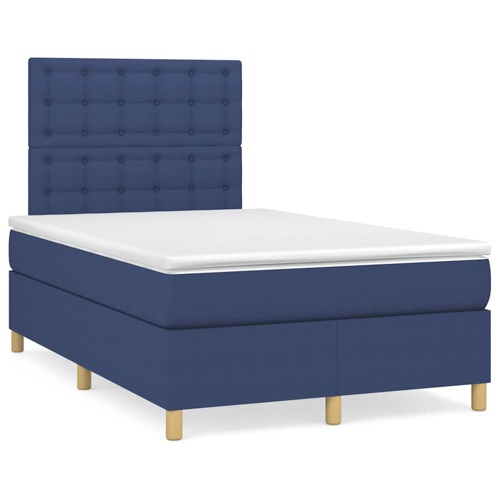 vidaXL Boxspringbett mit Matratze Blau 120x190 cm Stoff