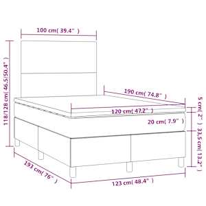 Box spring postel s matrací bílá 120x190 cm umělá kůže - obrázek 9