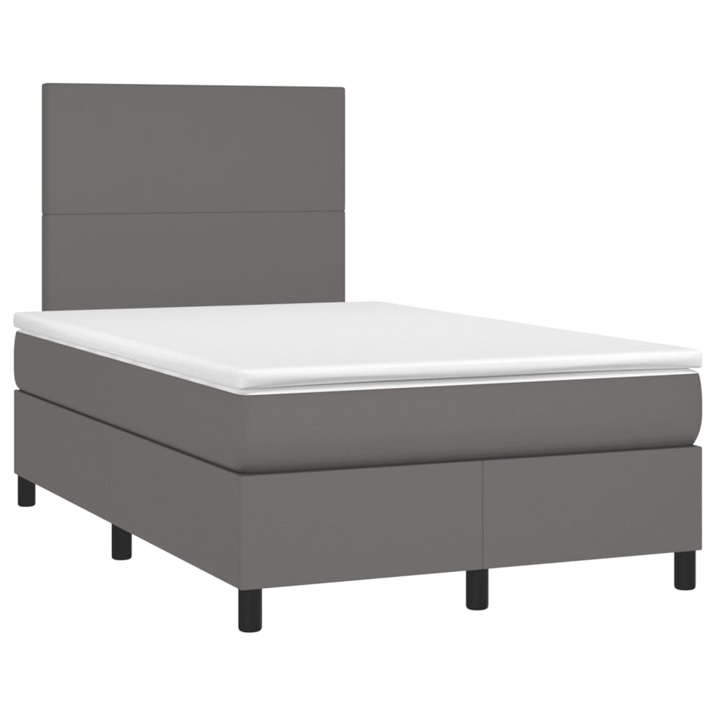 vidaXL Boxspring met matras kunstleer grijs 120x190 cm, foto 3