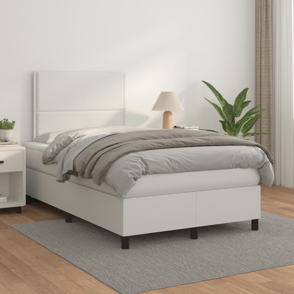 vidaXL Boxspring met matras kunstleer wit 120x190 cm, foto 2