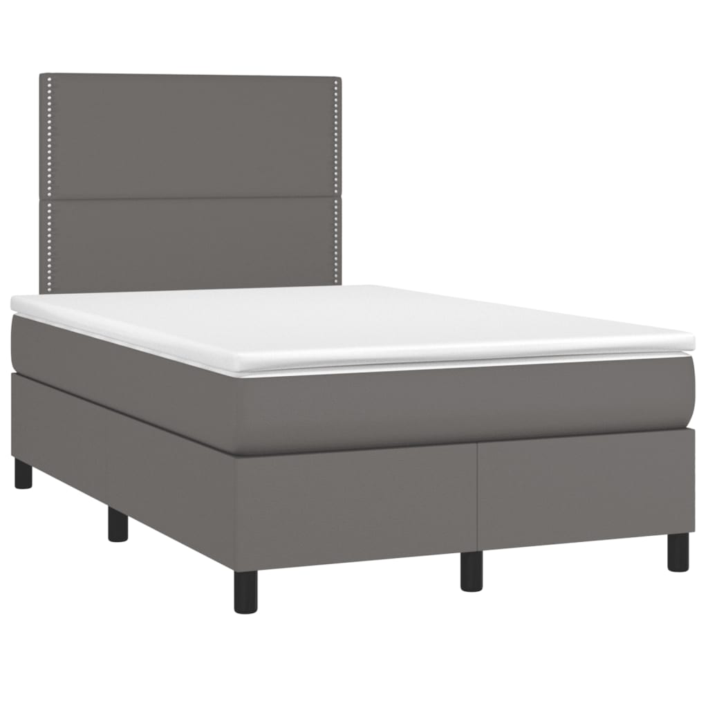 vidaXL Boxspring met matras kunstleer grijs 120x190 cm, foto 3