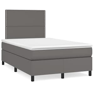 Box spring postel s matrací šedá 120x190 cm umělá kůže - obrázek 1