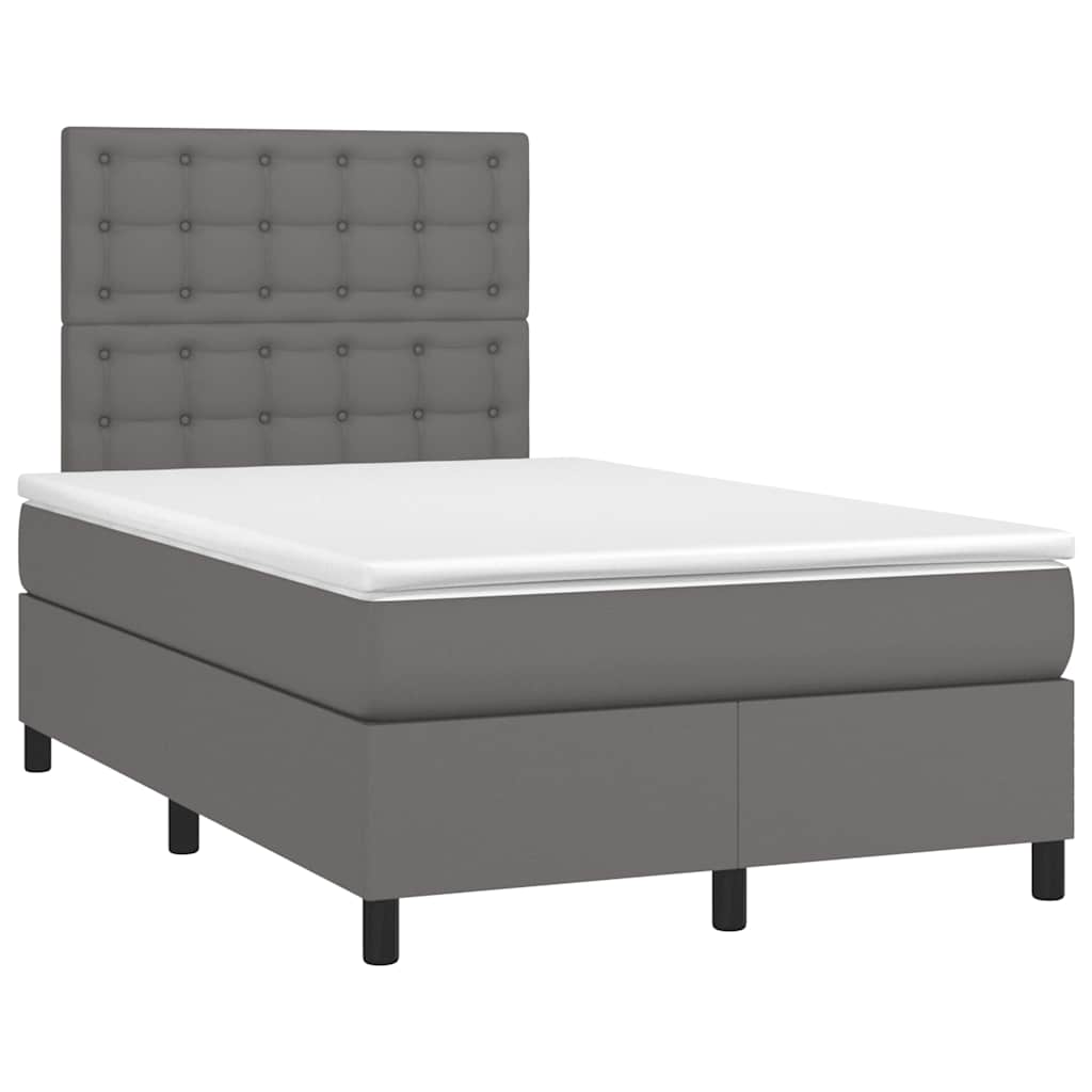 vidaXL Boxspring met matras kunstleer grijs 120x190 cm, foto 4