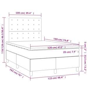 Box spring postel s matrací šedá 120x190 cm umělá kůže - obrázek 9