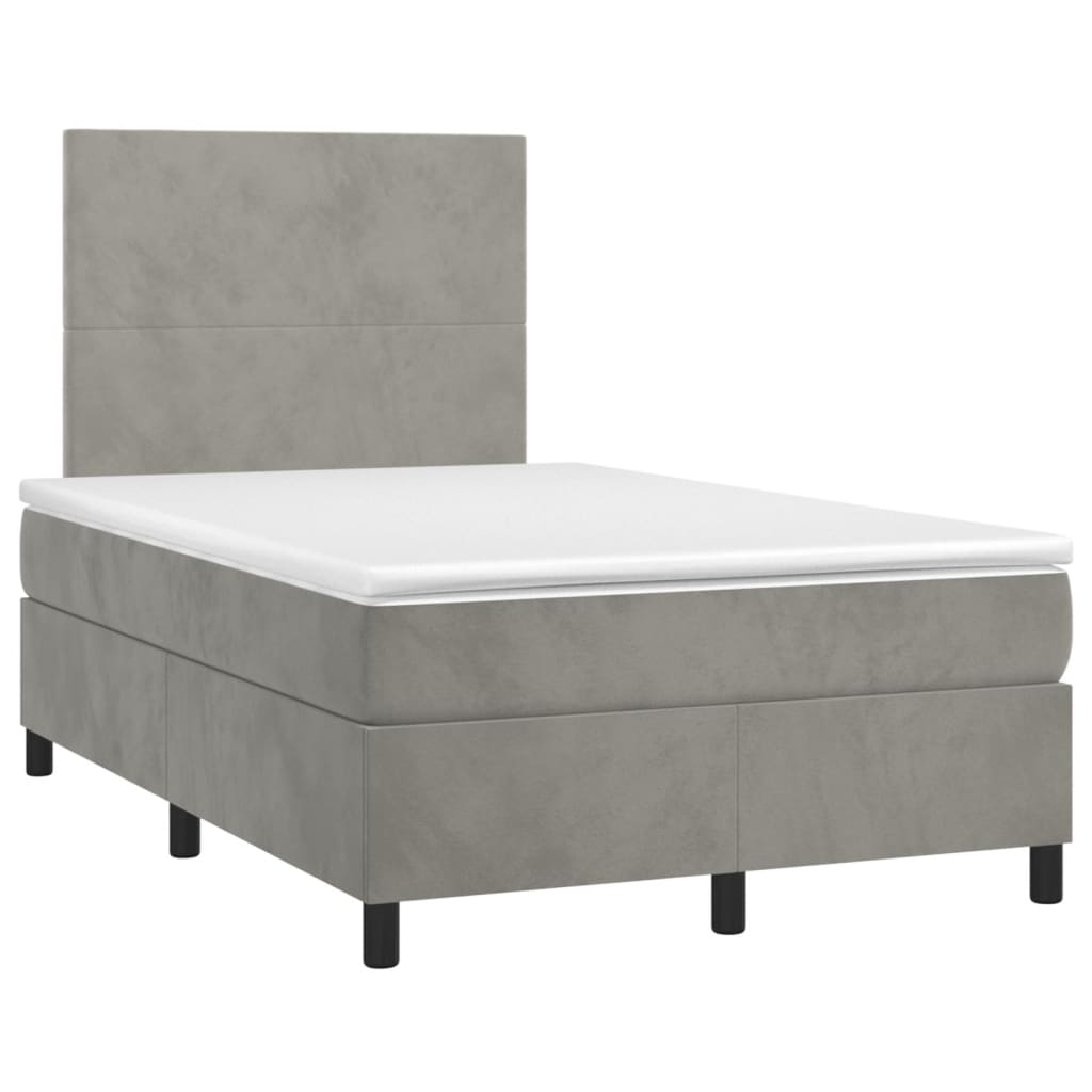 vidaXL Boxspring met matras fluweel lichtgrijs 120x190 cm grijs, foto 3