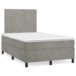 Box spring postel s matrací světle šedá 120x190 cm samet - obrázek 1