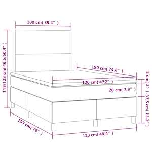 Box spring postelja z vzmetnico temno moder 120x190 cm žamet - slika 9