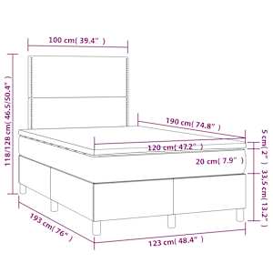 Box spring postelja z vzmetnico temno moder 120x190 cm žamet - slika 9