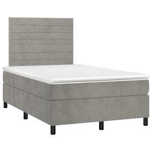 Box spring postel s matrací světle šedá 120x190 cm samet - obrázek 2