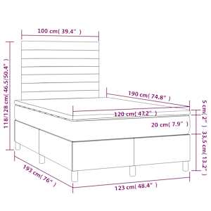 Box spring postel s matrací světle šedá 120x190 cm samet - obrázek 9
