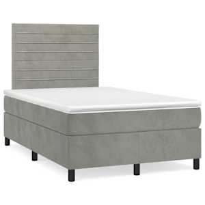 Box spring postel s matrací světle šedá 120x190 cm samet - obrázek 1