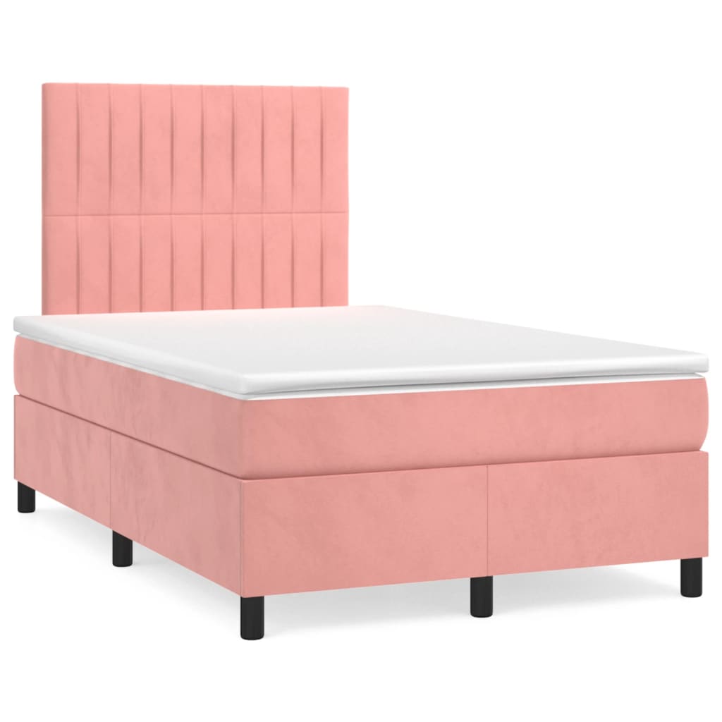 Box spring postel s matrací růžová 120x190 cm samet