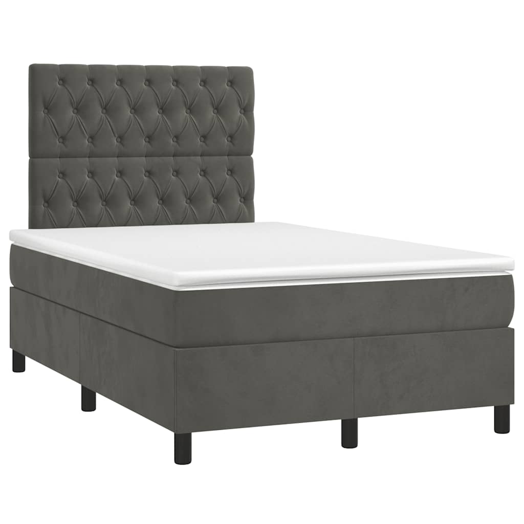 vidaXL Boxspring met matras fluweel donkergrijs 120x190 cm grijs, foto 3
