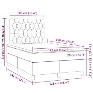 Box spring postelja z vzmetnico temno moder 120x190 cm žamet - slika 9