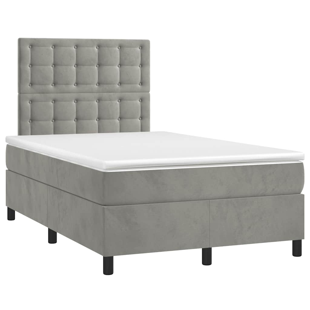 vidaXL Boxspring met matras fluweel lichtgrijs 120x190 cm grijs, foto 3