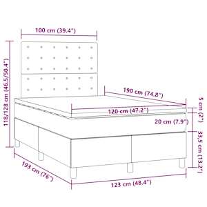 Box spring postel s matrací světle šedá 120x190 cm samet - obrázek 9