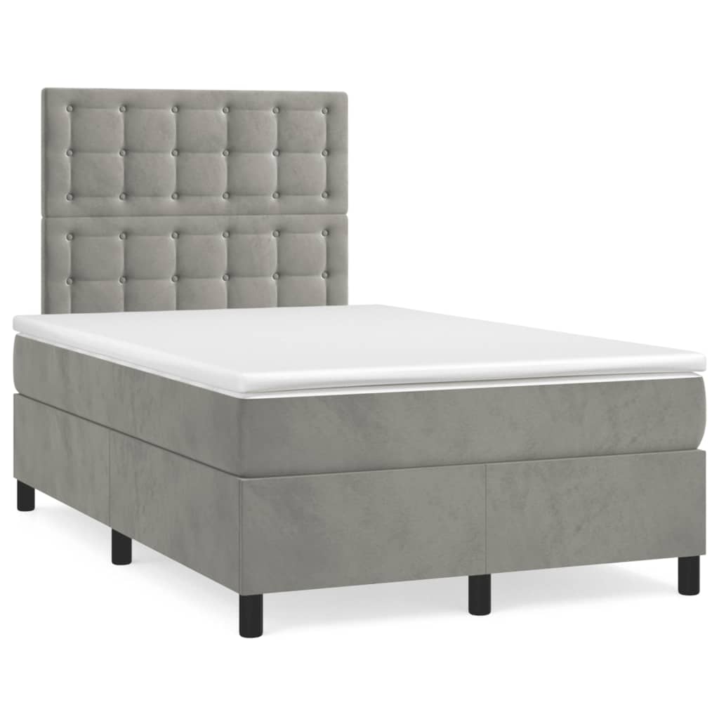 Box spring postel s matrací světle šedá 120x190 cm samet