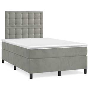 Box spring postel s matrací světle šedá 120x190 cm samet - obrázek 1