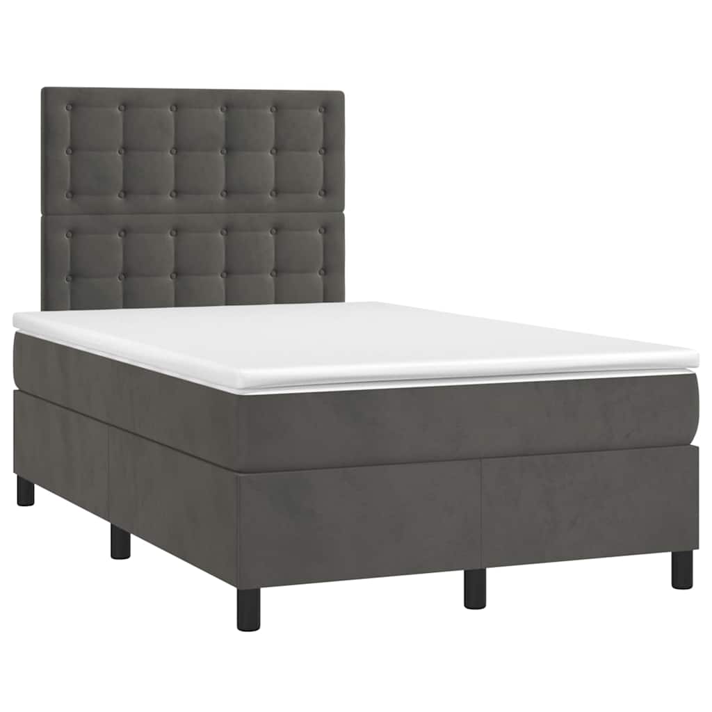 vidaXL Box spring postel s matrací tmavě šedý 120x190 cm samet