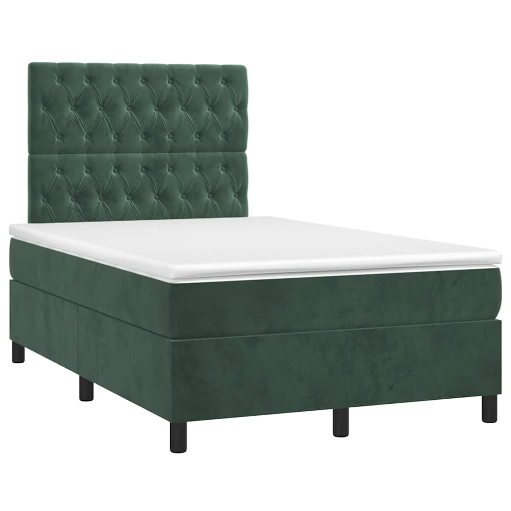 vidaXL Box spring postel s matrací tmavě zelená 120x190 cm samet