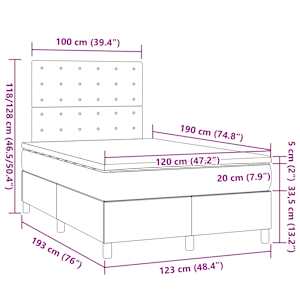 Box spring postelja z vzmetnico temno moder 120x190 cm žamet - slika 9