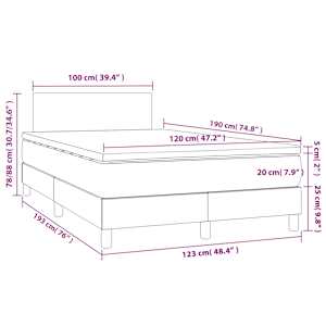 Box spring postel s matrací a LED tmavě šedá 120x190 cm textil - obrázek 11