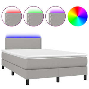 Box spring postel s matrací a LED světle šedá 120x190 cm textil - obrázek 2