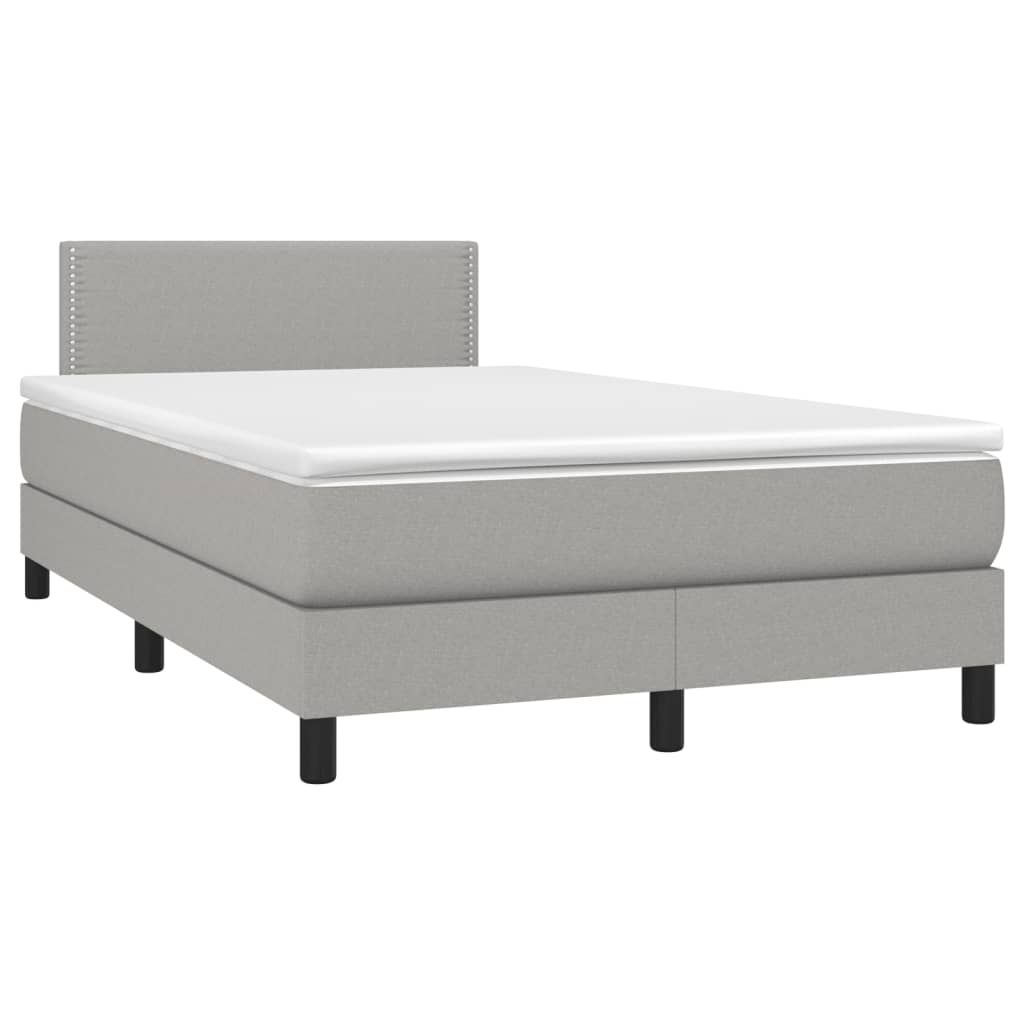 vidaXL Boxspring met matras en LED stof lichtgrijs 120x190 cm afbeelding