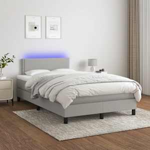 Box spring postel s matrací a LED světle šedá 120x190 cm textil - obrázek 5