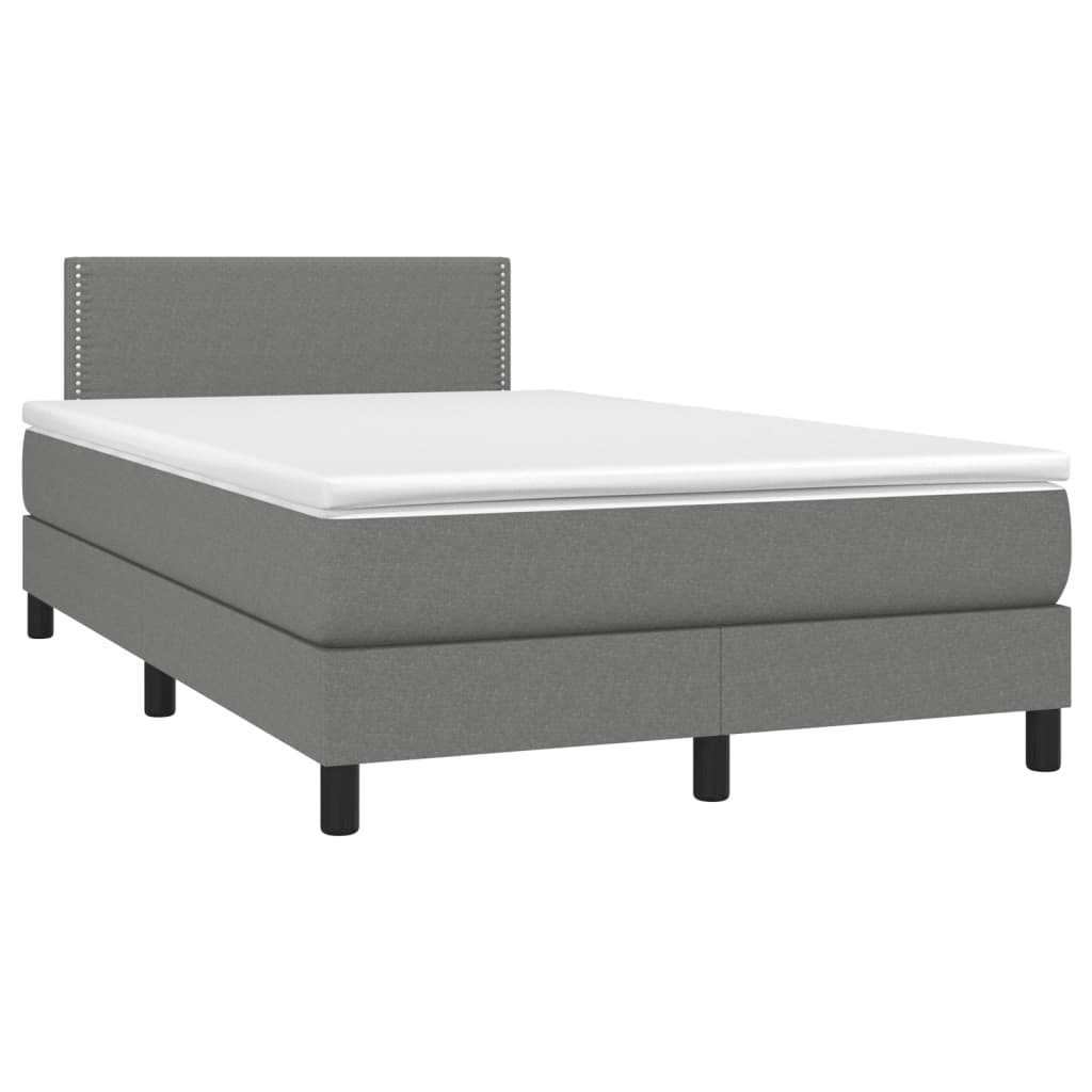 vidaXL Boxspring met matras en LED stof donkergrijs 120x190 cm afbeelding