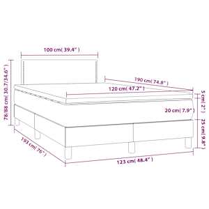 Box spring postel s matrací a LED tmavě hnědá 120x190 cm textil - obrázek 11
