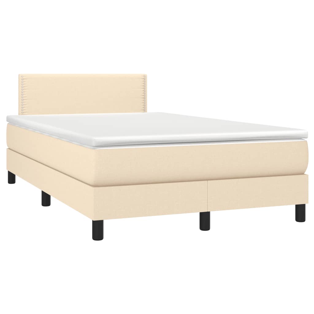 vidaXL Boxspring met matras en LED stof crèmekleurig 120x190 cm afbeelding